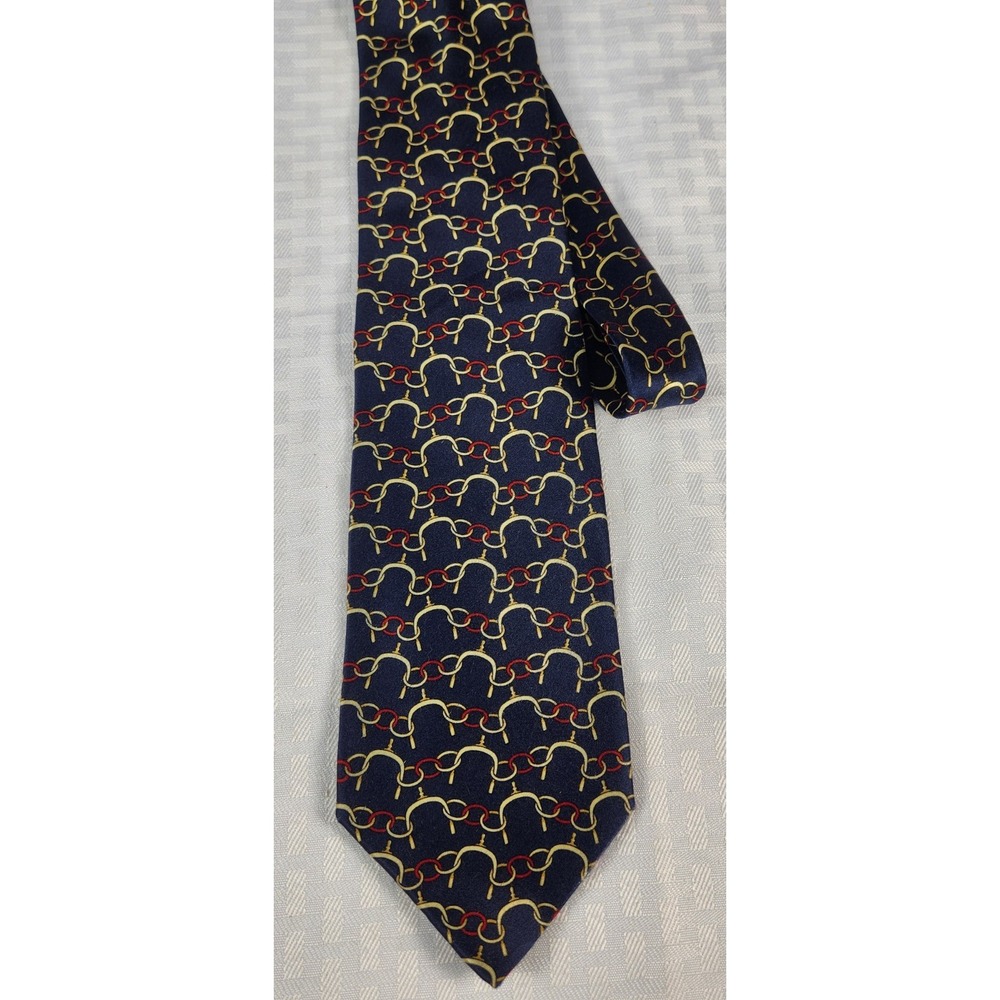Vintage Luca Franzini 100% Silk Tie Deep Burgundy Navy Gold Made In Italy Sharp!